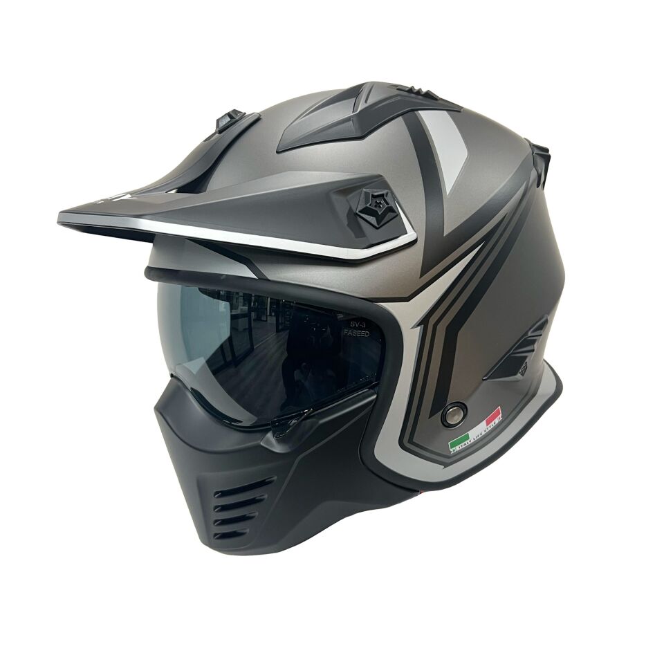 SWAY SW 726X TOKYO Titanium White Black Moduler Kask