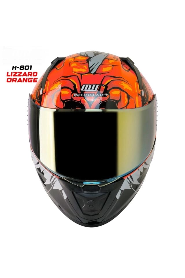 MTS M-201 LİZZARD ORANGE GÜNEŞ VİZÖRLÜ KASK (SARI CAMLI)