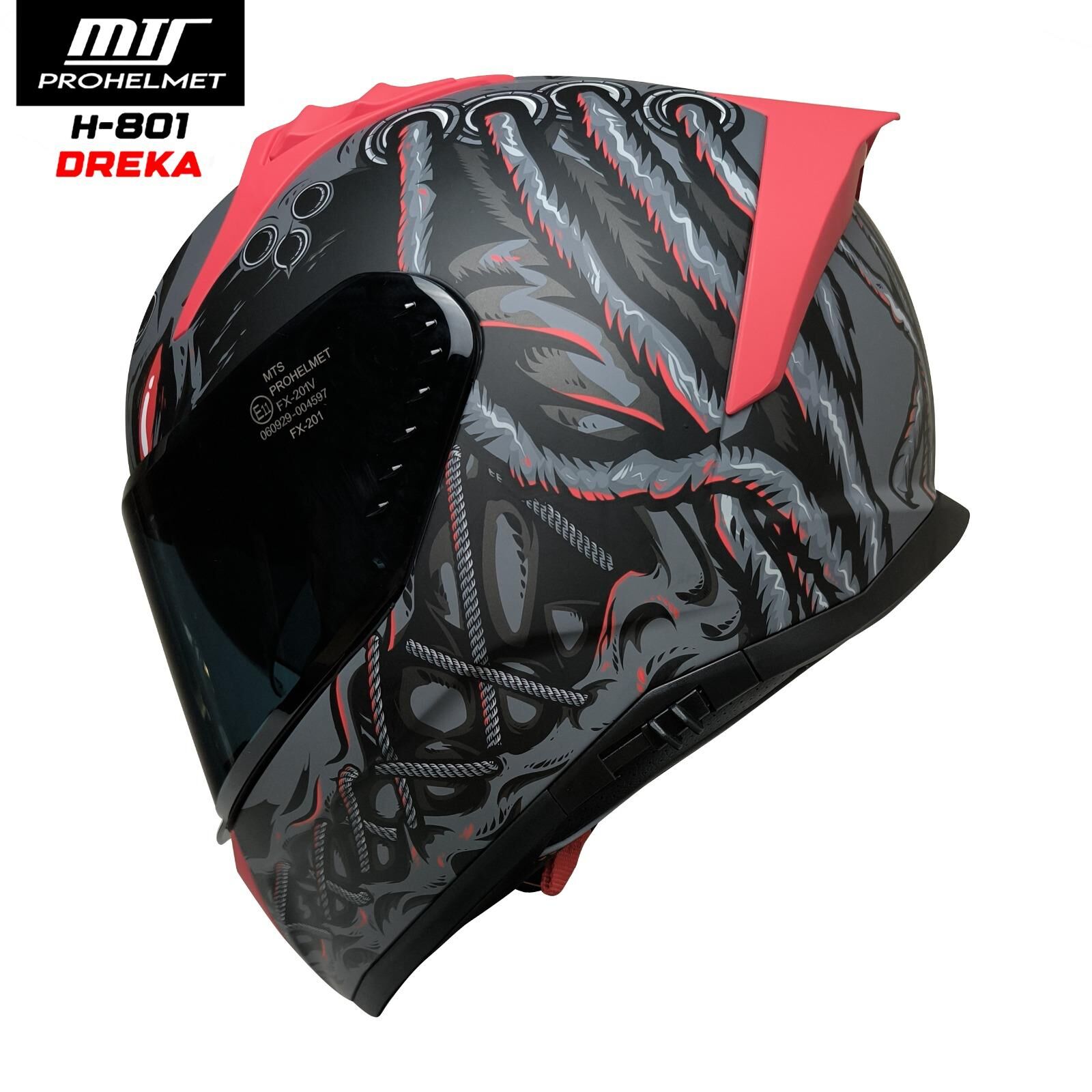MTS FX-201 DREKA MAT FULLFACE KASK (SİYAH VİZÖRLÜ)